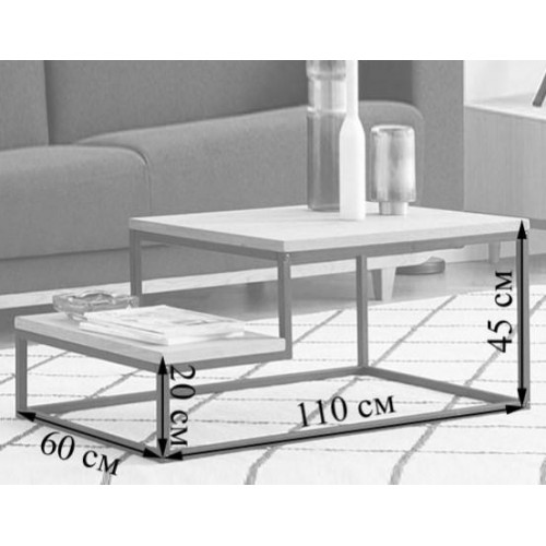 Журнальный столик GoodsMetall в стиле Лофт 1100х600х450 ЖС210