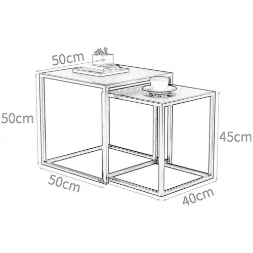 Комплект журнальних столиків GoodsMetall у стилі Лофт 500х500х500 ЖС148