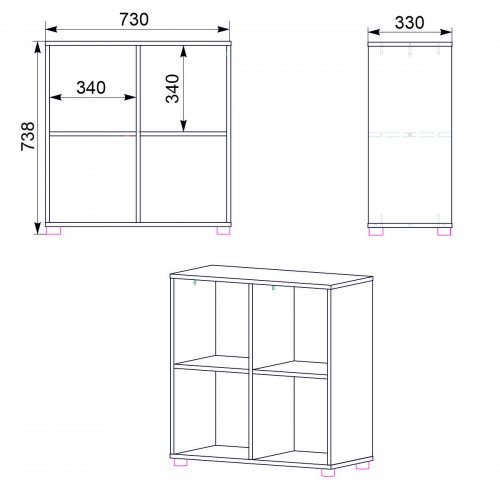 Шкаф книжный Компанит КШ-22 Нимфея альба 73х33х73,8 см