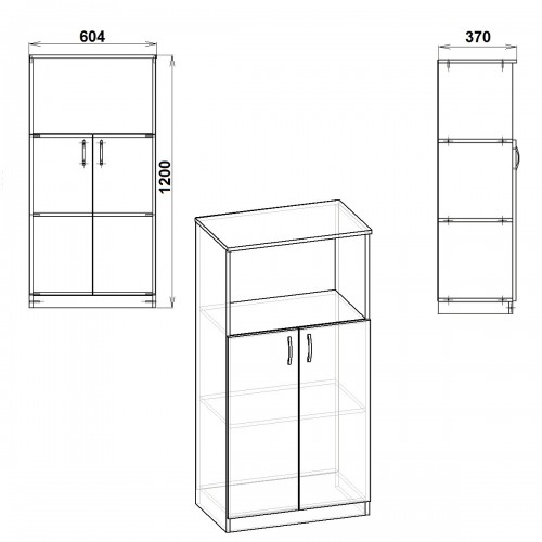 Шкаф книжный Компанит КШ-15 61х37х120 см Бук