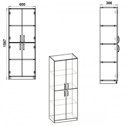 Шкаф книжный Компанит КШ-12 60х37х159 см Орех экко