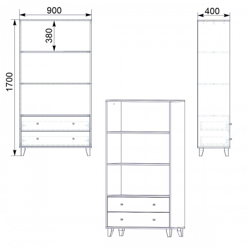 Шкаф книжный Компанит КШ-26 Яблоня 90х40х170 см