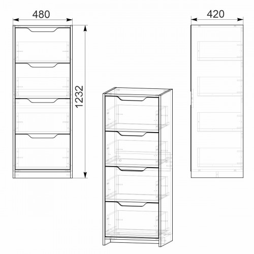 Комод С Компанит Орех экко (48х42х123,2 см)