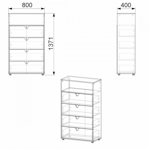 Комод МГ-7 тумба-1 Компанит Венге комби (80х40х137,1 см)