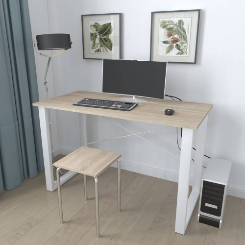 Письмовий стіл Ferrum-decor Драйв 750x1000x700 Білий метал ДСП Дуб Сонома 16 мм (DRA081)