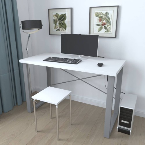 Письмовий стіл Ferrum-decor Драйв 750x1200x700 Сірий метал ДСП Білий 32 мм (DRA218)