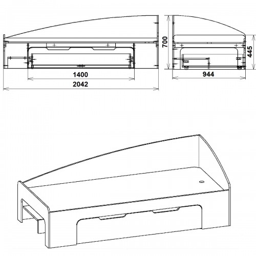 Кровать 90+1 Компанит Орех экко (new1-162)