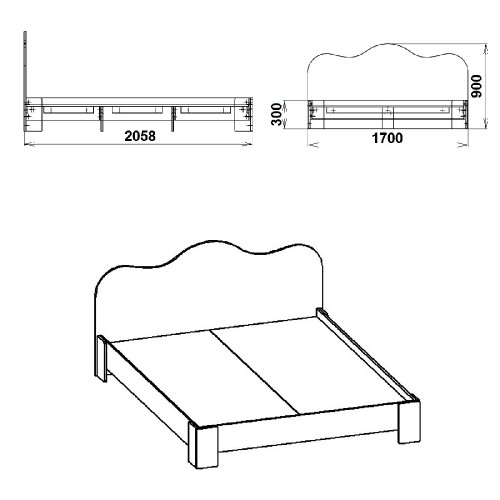 Ліжко KOMPANIT 170 МДФ 160 см х 200 см Вільха