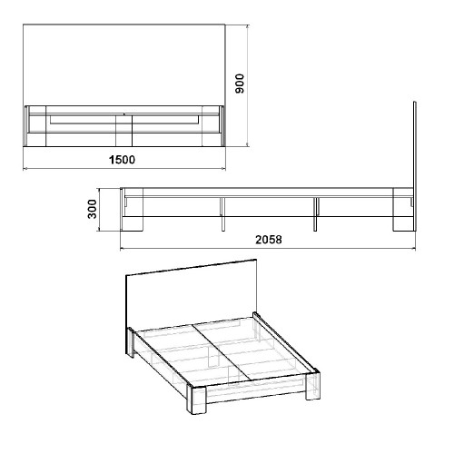 Ліжко KOMPANIT 150 МДФ 140 см х 200 см Венге