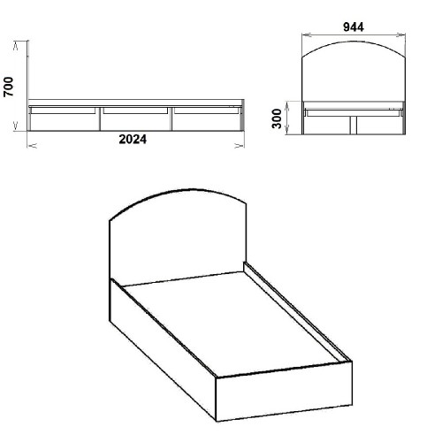 Ліжко KOMPANIT 90 90 х 200 см Горіх Екко