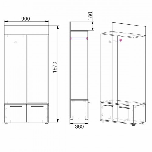 Прихожая Ирма Компанит Нимфея альба (90х38х200 см)