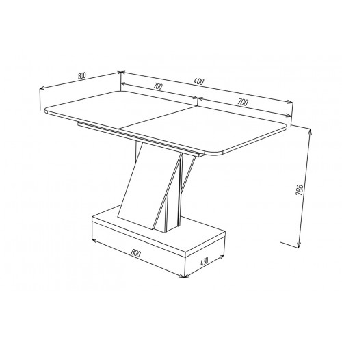 Стіл обідній Intarsio Carvelo 140-180x80 Біла Аляска / Індастріал (CARVELO_B/I)