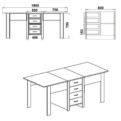 Стол-книжка KOMPANIT-3 Ольха