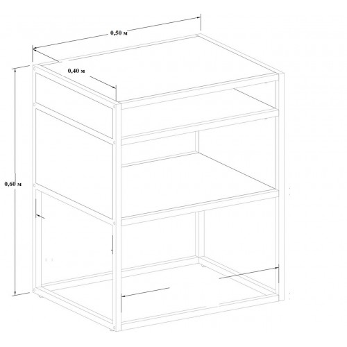 Тумба нічна GoodsMetall металева в стилі Лофт 600х500х400 Т140