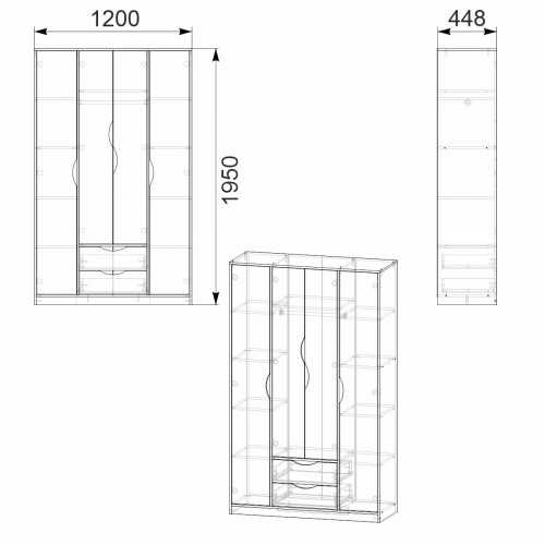 Шкаф для вещей Любовь Компанит Яблоня (120х44,8х195 см)