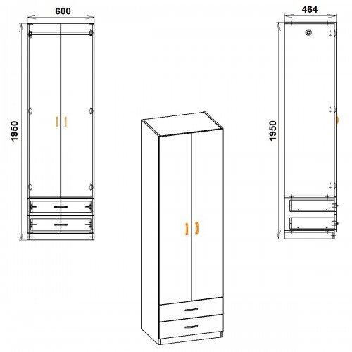 Шкаф Компанит 12 60х46.4х195 см Орех экко