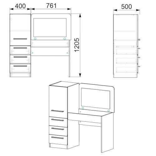 Трюмо-8 Компаніт Яблуня (116,4х50х120 см)