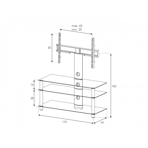 Подставка для телевизора Sonorous NEO 1103-C-SLV