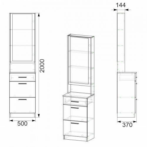 Тумба для обуви Зоя Компанит Нимфея альба (50х37х200 см)